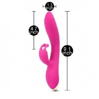 Rabbit Vibrator, 9 Vibrating Functions on Shaft & 9 Rabbit Ears Clitoral Functions, Rechargeable, Silicone, PINK